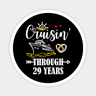 Cruising Through 29 Years Family 29th Anniversary Cruise Couple Magnet